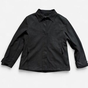 Braetan black minimalist jacket polyurethane retro futuristic matrix women's M